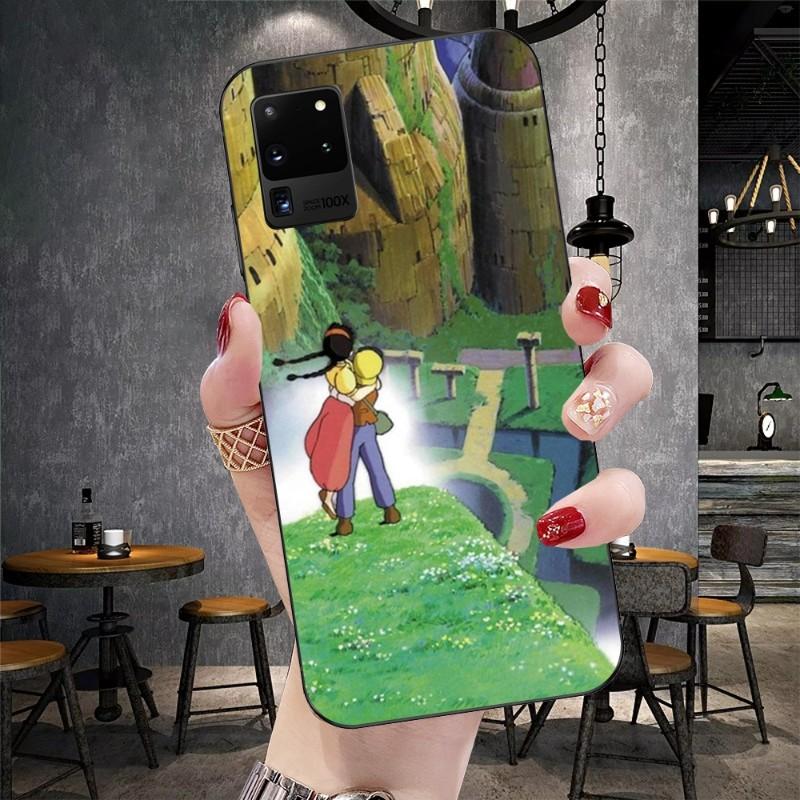 Castle In The Sky Japan Phone Case For Samsung Galaxy S6 S7 S8 S9 S10 S21 S22 Plus Ultra Soft Black Phone Cover