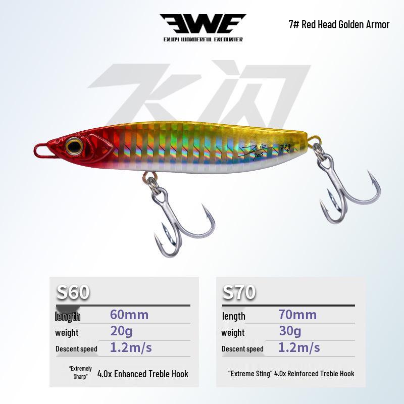 

EWE Summer Flash Iron Plate Set: Long-Distance Casting Lures 20/30g for Aspius, Mandarin Fish, and Mackerel. 20g/60mm [3 pieces]