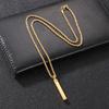 Vertical Bar Pendant Necklace Stainless Steel Engraved Geometric Charm Jewelry
