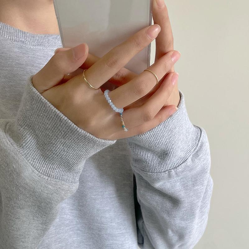 

4Pcs/Set Colorful Plain Beaded Ring Simple Beads Index Finger Ring Jewelry Ring Gift