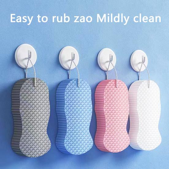 4Pcs 3D Ultra Soft Exfoliating Body Scrubber Fish Scale Pattern Bath Sponge with Lanyard Design Shower Sponge