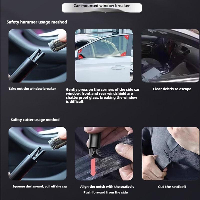 Car Safety Hammer Emergency Glass Breaker Seat Belt Cutter High Hardness Tungsten Steel 2 in 1 Rescue Tool Auto Accessories