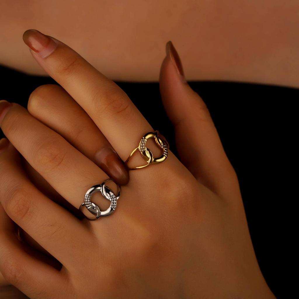 Stainless Steel Rings Luxury Temperament Adjustable Open Ring Women Jewelry Banquet Gift