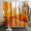 Fall Forest Natural Scene Shower Curtain for Bathroom Autumn Maple Tree Plants Rural Landscape Pumpkin Waterproof Shower Curtain