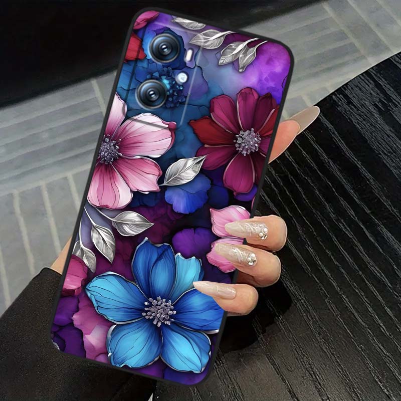 Butterfly flower pattern Phone Case For OPPO Reno 5 6 7 A96 A40 A58 Realme GT A74 A78 Neo2 A74 A78 Find X5 X3 X7 X8 Black