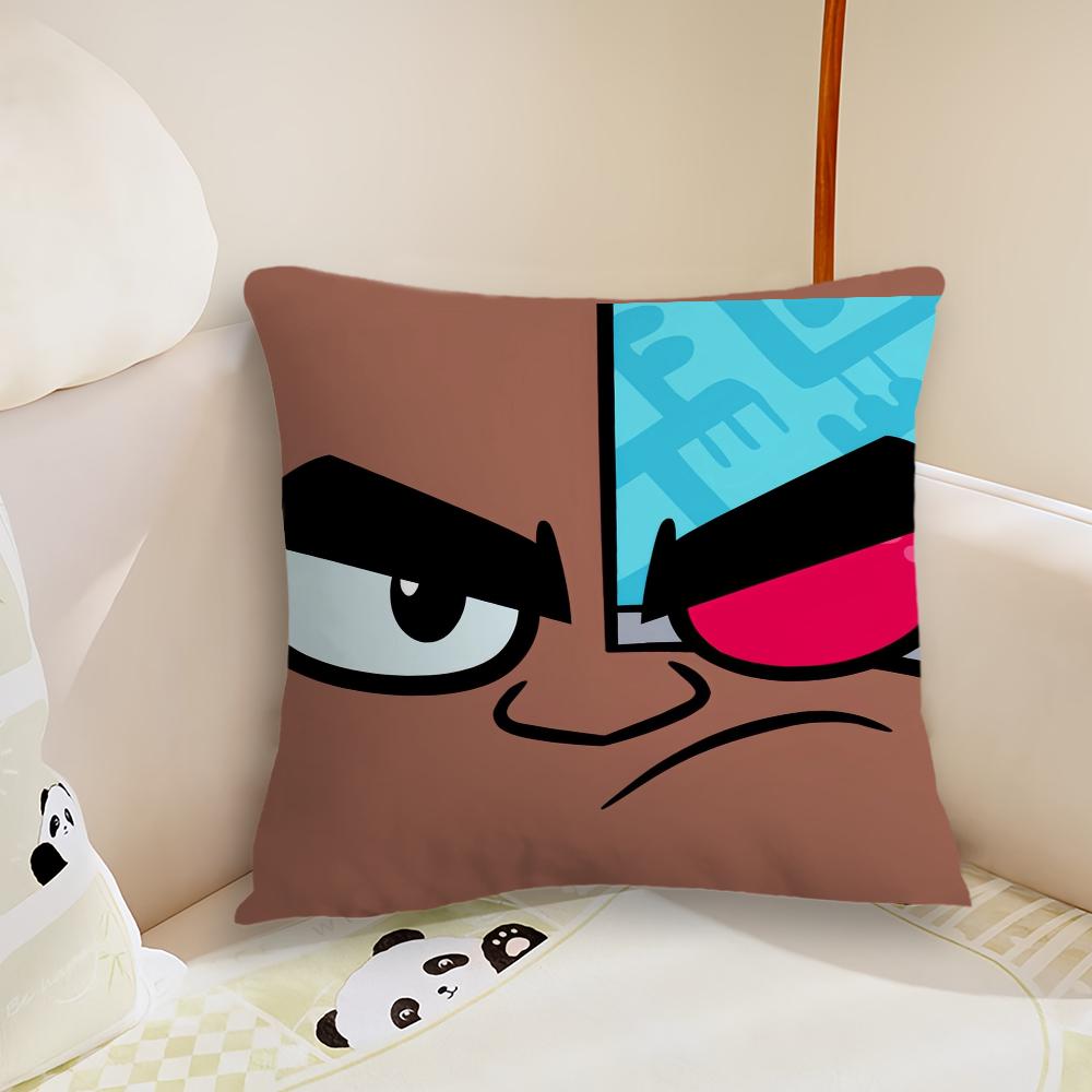 Cartoon TTeen Titans Face cushion cover Pillow Case Plush Fabric Soft Double Sided Print Sofa Cushion Cover Throw Pillow Covers