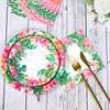 Hawaiian Leaves Flower Disposable Tableware Summer Theme Birthday Party Decor Paper Cup Napkin Tropical Hawaii Party Supplies