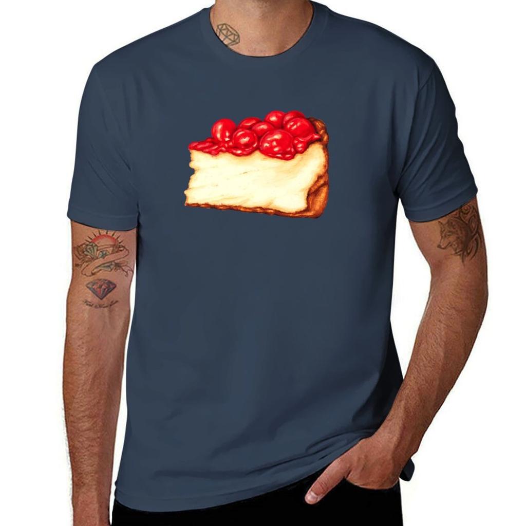 Cherry Cheesecake Pattern Yellow TShirt Casual Loose Daily Wear TShirt