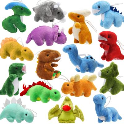 Plush Dinosaur Mini Dinosaur Figure Assortment Keychain Soft Dinosaur Plush Toy Set for Easter Basket Goody Bag Doll Toddler Party Favors 16-Pack