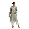 House Of ChikankariChanderi Chikankari Solid WomenS Long Kurta GreenS