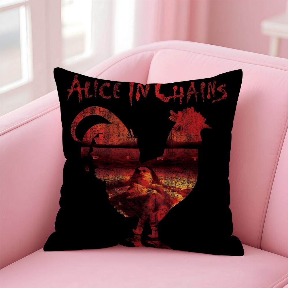 A-Alice In Chains Band Cushion Cover Comfortable Reversible Pillow Cover Ideal For Car Sofa Bedroom & Beyond