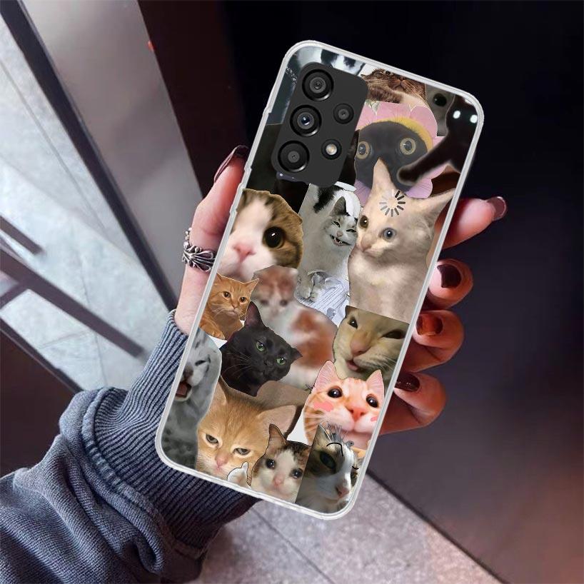 Crying Cat Memes Phone Case For Samsung Galaxy A52 A51 A50S A32 A22 A12 A02S A72 A71 A31 A70 A30S Note 20 Ultra 10 Plus S10 Gala