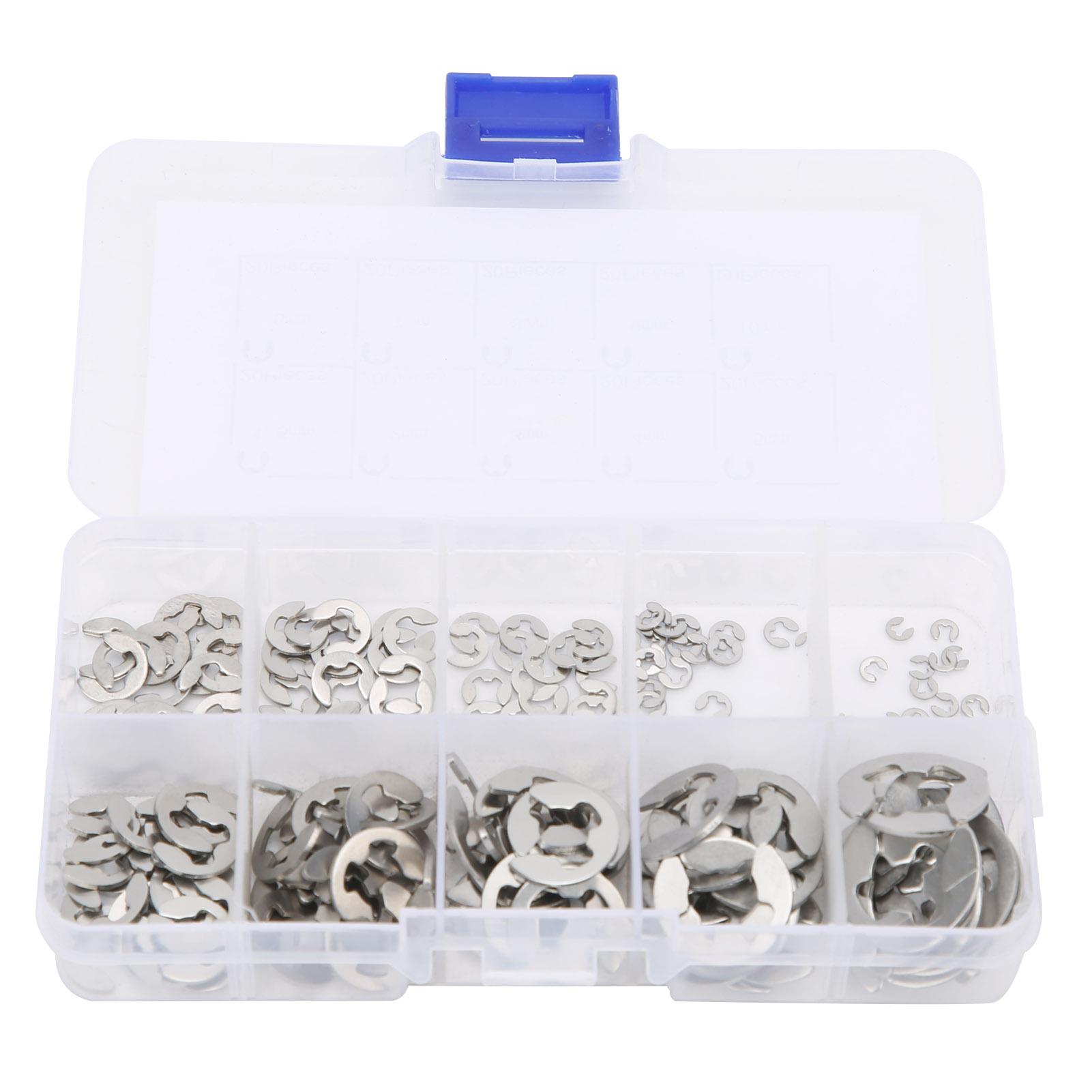 

Набор стопорных колец 200 шт. Нержавеющая сталь 304 E-образные стопорные кольца Промышленные принадлежности M1.5M10
