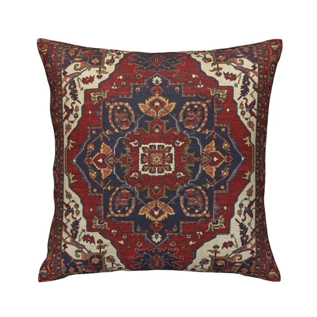 Vintage Persian Rug Pillow Cover Traditional Oriental Medallion Print Ethnic Bohemian Cushion Case For Sofa Bed Couch Rustic