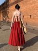 Dali Red Backless Slip Dress for Women - Perfect for Beach Vacations or Photoshoots