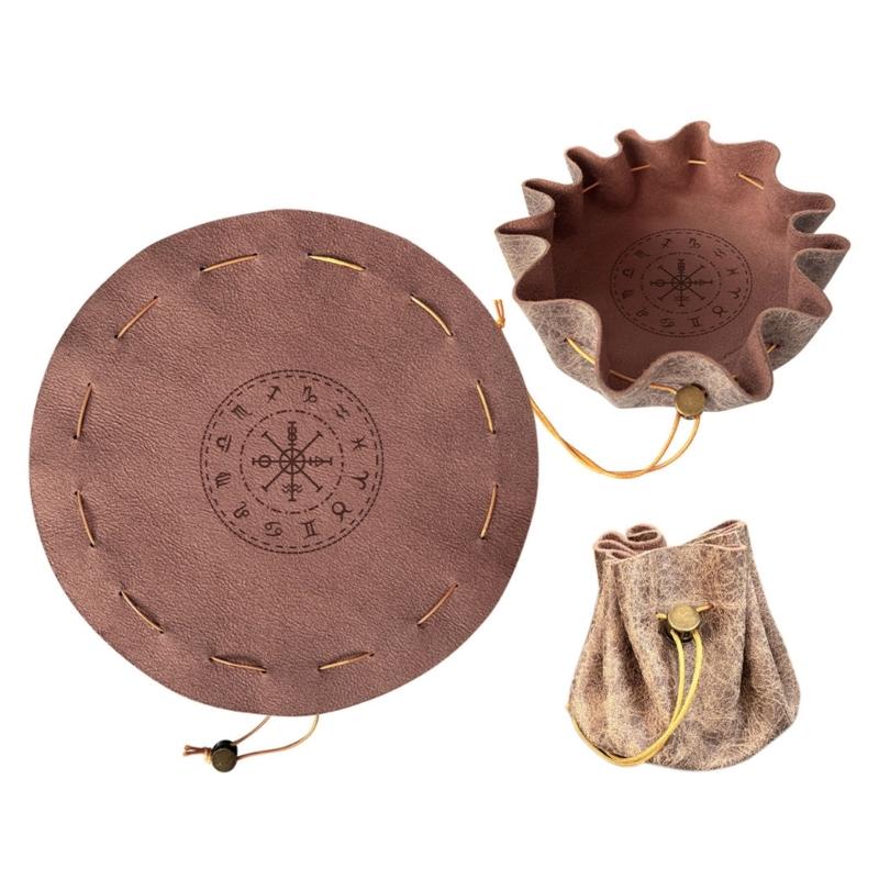 Premium PU Leather Dices Pouches Dices Protective Case With Drawstring Closure For Tabletop Gaming And Travel Storage