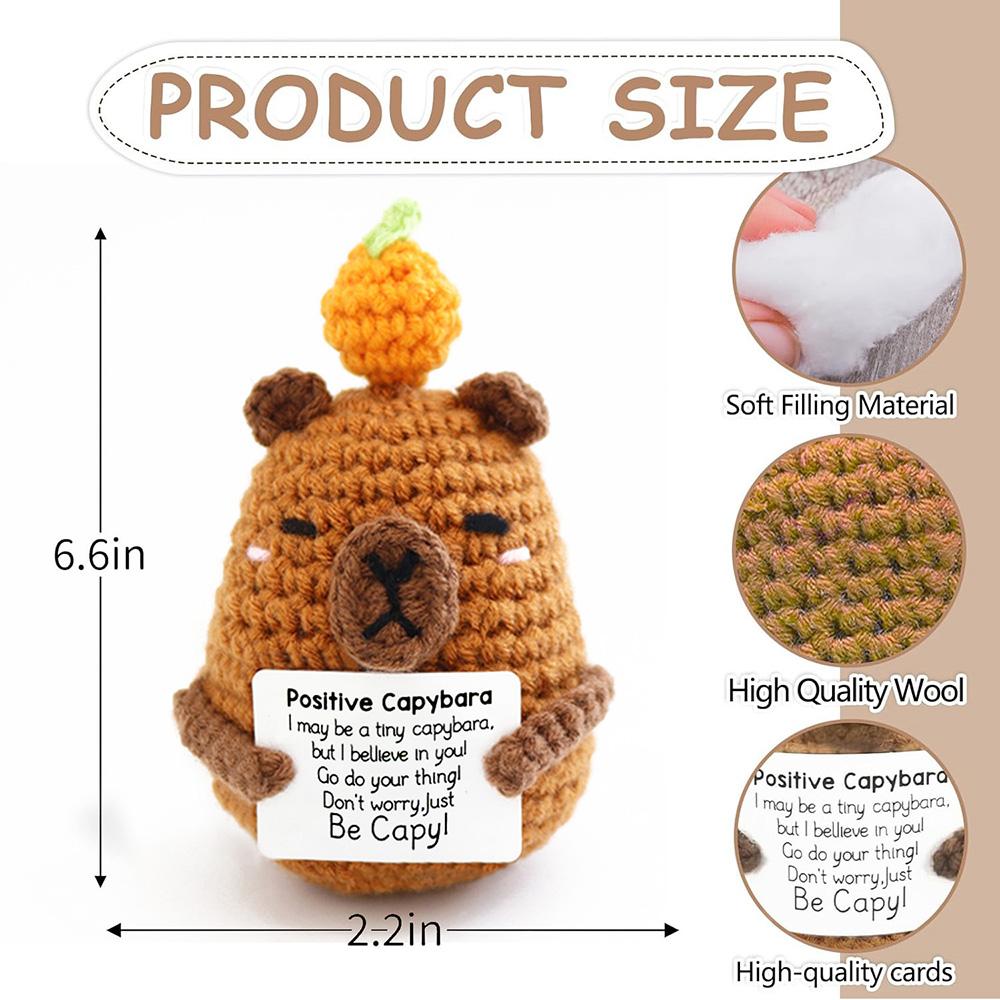 Positive Energy Duck Doll Hug Pocket Mini Handmade Plush Wool Knitting Dolls Funny Emotional Support Crochet Gift for Birthday
