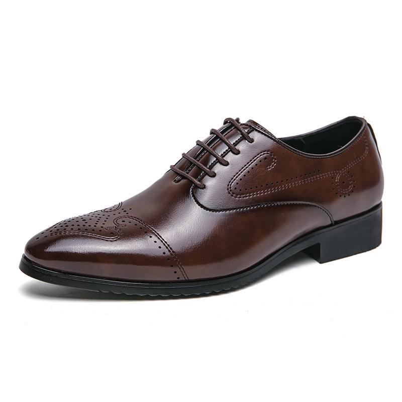 Men's Large Leather Business Formal Shoes, Size 38-48, Pointed Toe Wedding Groom Shoes
