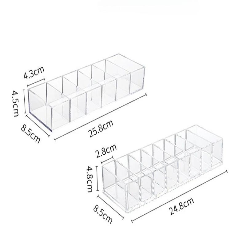 1pc Transparent Cosmetics Storage Box Makeup Holder Jewelry Organizer Home Plastic Desk Storage Organizer