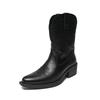Men’s Mid-Calf Martin Western Cowboy Boots - Breathable, Embroidered, High-Top Pull-On Riding Boots for Autumn and Winter