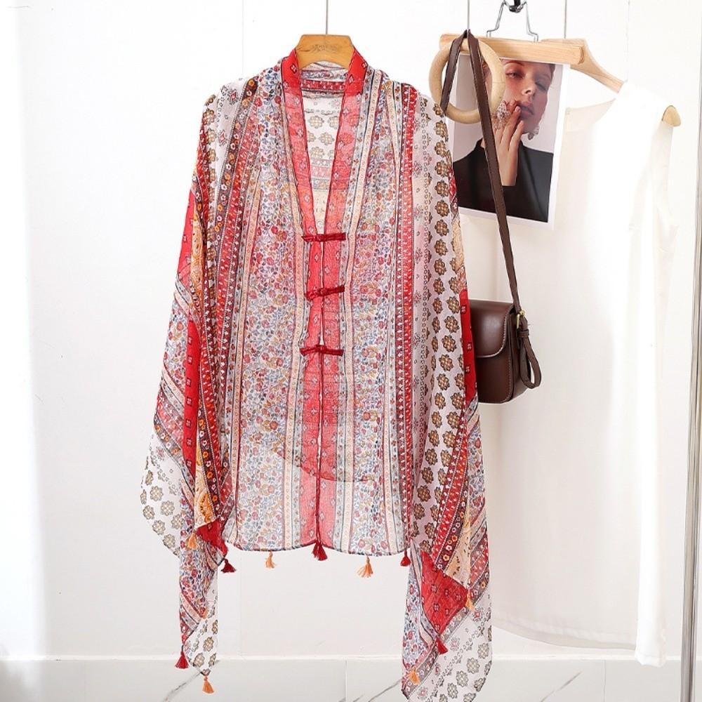 Tassels Sunscreen Scarf Shawl Paisley National Style Cloak Elegant Cardigan Cape Beachside