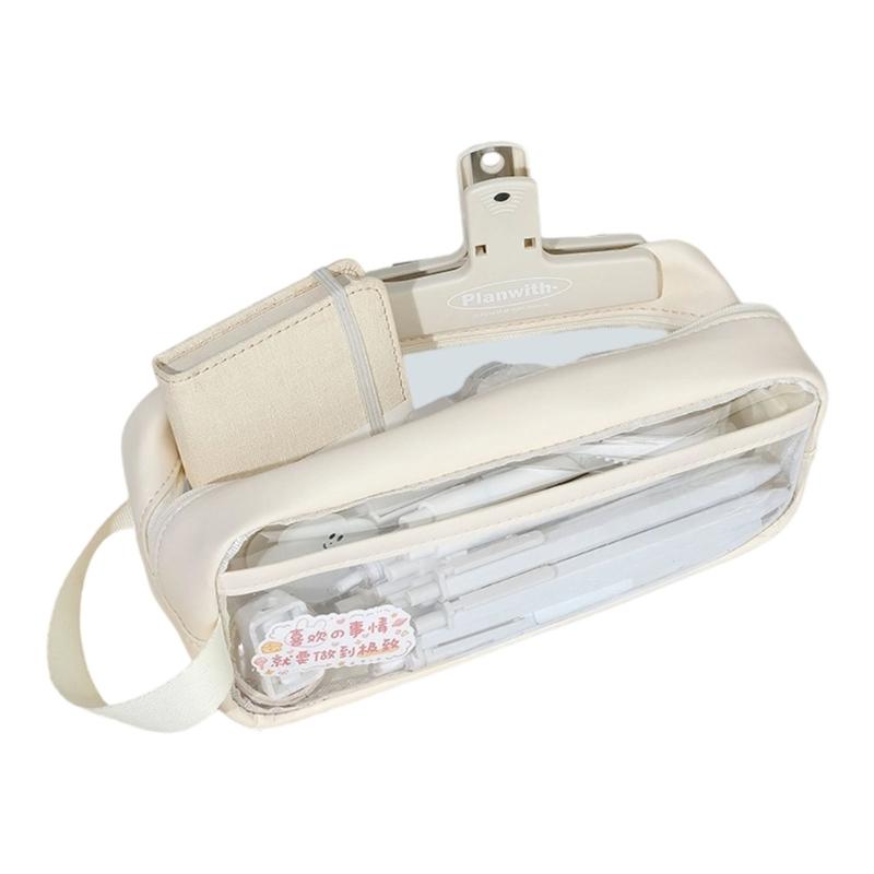 Clear PVC Pen Pouches Water Resistant Pencil Case Large Capacity Pencil Bag Travel Pen Organiser School Office Spplies