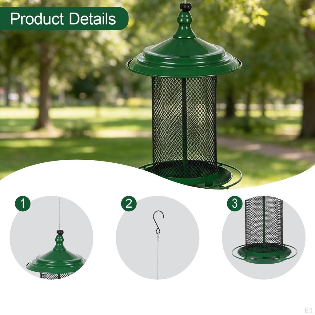 Bird Feeder Birdfeeder Metal with Hook Squirrel Weather Resistant for Backyard Outside Garden Patio
