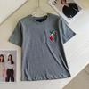 High Quality Donkey Embroidered Floral Round Neck Short Sleeve Women's T-shirt