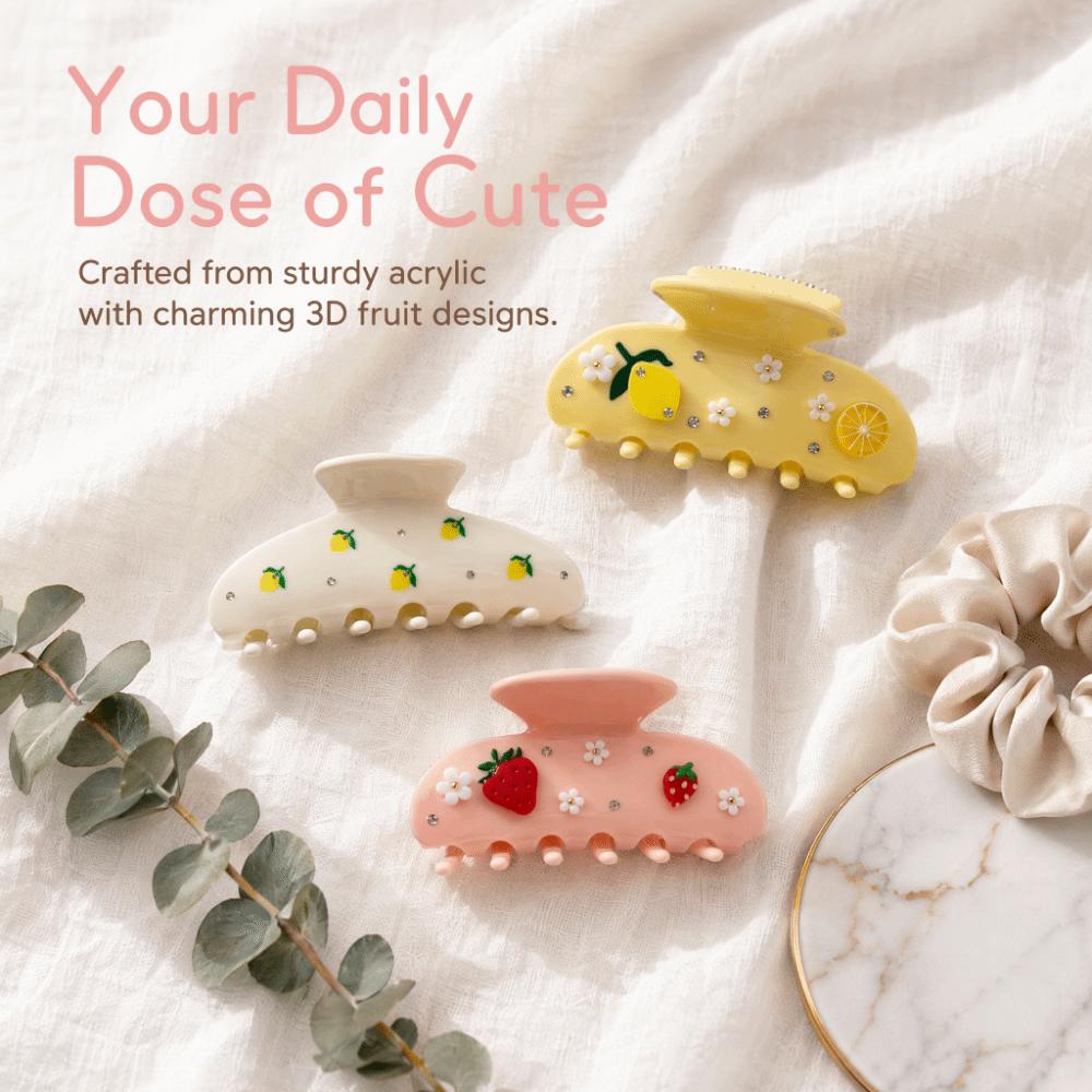 Rhinestone Decor Hair Barrettes Floral Decor Hair Jaw Clips Sweet Style Shark Hair Clips For Women
