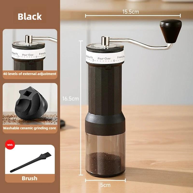 Manual Coffee Grinder,40 Levels External Adjustment,Portable Hand Coffee Bean Mill,Ceramic Burr Coffee Grinder for Travel