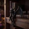 Creative Birthday Gift 3D Printed Melancholy Gargoyle Figurine, Gothic Dark Demon Edge Sitter Statue Aesthetic with Bat Wings, Halloween Desktop