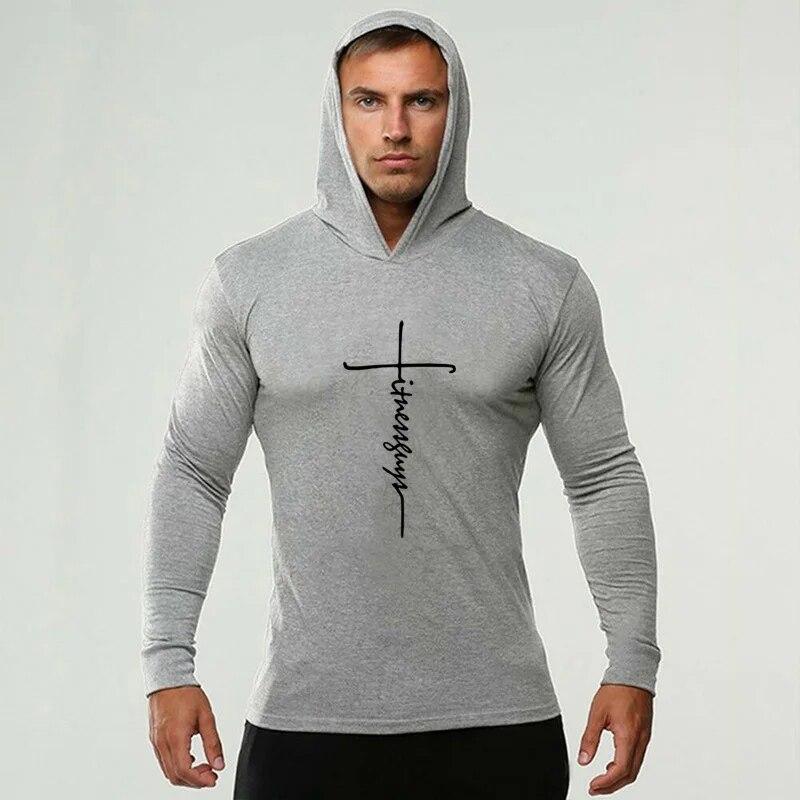 Do The Work Neue Marke Herbst Herrenmode Lässig Atmungsaktiv Bedruckte Baumwolle Bodybuilding Fitness Slim Fit Mit Kapuze T-Shirt 4 Farben