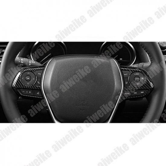 3x ABS Carbon Fiber Steering Wheel Button Frame Cover For Toyota Camry 2018-2023