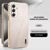 Złote Etui z Teksturą Jedwabiu i Powłoką Skórzaną Samsung Galaxy S26 S25 Edge S24 S23 S22 Ultra Plus FE A16 A54 Galwanizowane Wytrzymałe Pokrowiec