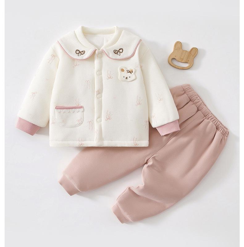 Jesienno-zimowy zestaw wyjściowy dla dziewczynki: Lekkie wypełnienie bawełniane 80g, Ciepłe i urocze ubranka dla noworodków