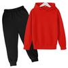 Kids Fleece Lined Hooded Sweatshirt Set Soft Cotton Winter Outfit Boys Girls Casual Long Sleeve Pullover
