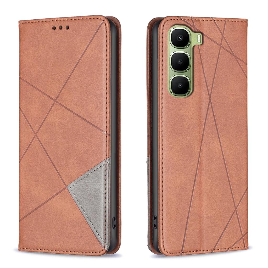 For Infinix Hot 60 Pro 4G Case Card Slots Geometry Imprint Leather Phone Cover