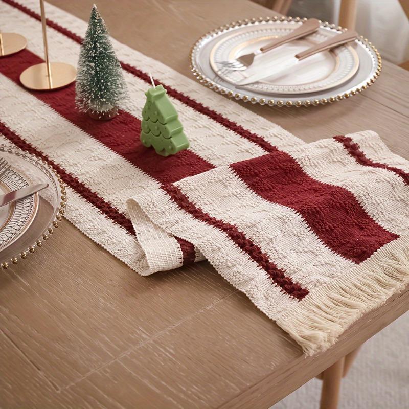 Table Runner Dark Red Stripes Table Decoration for Home Party Festival