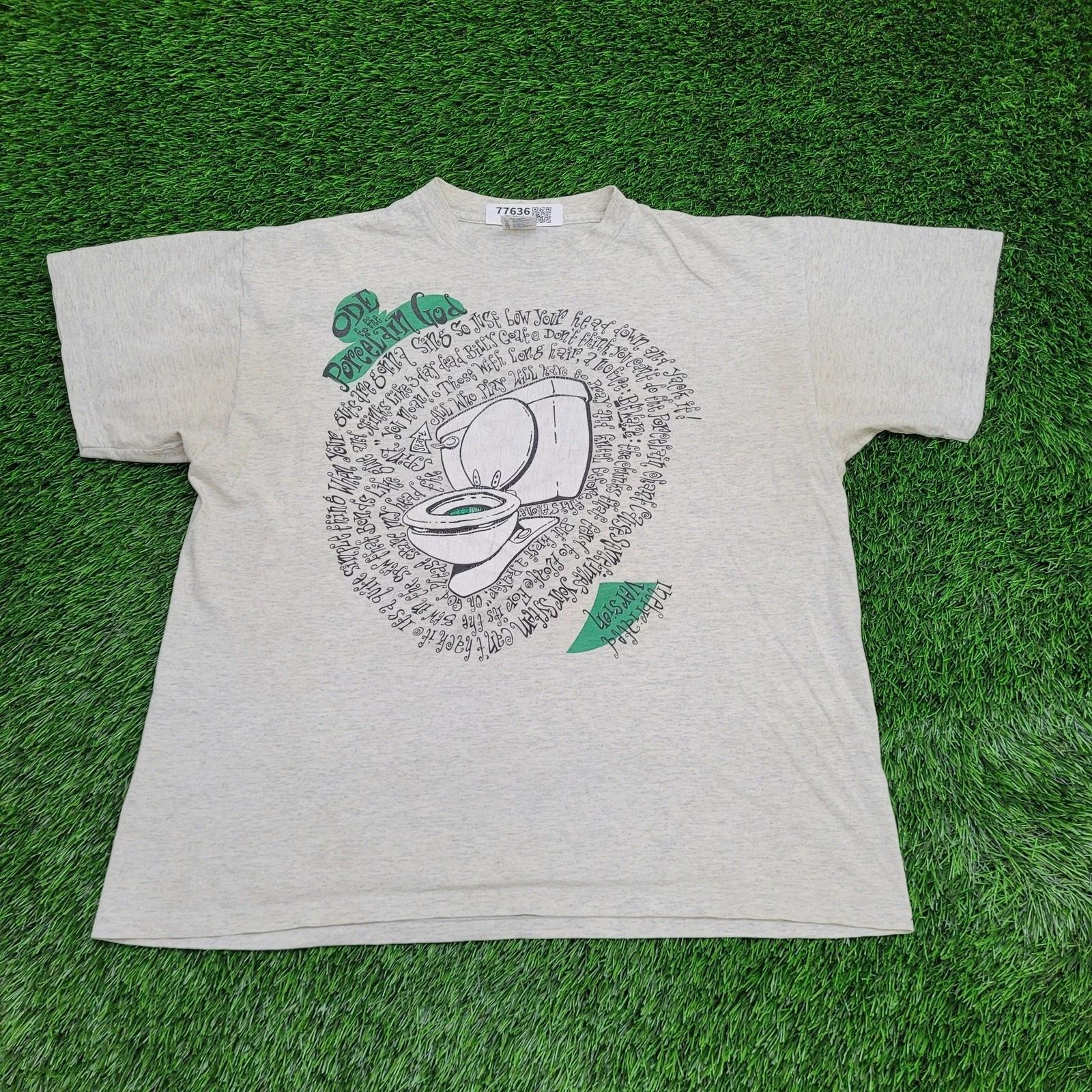 

Vintage 90s Drunk Toilet Shirt XL 24x26 Gray USA L