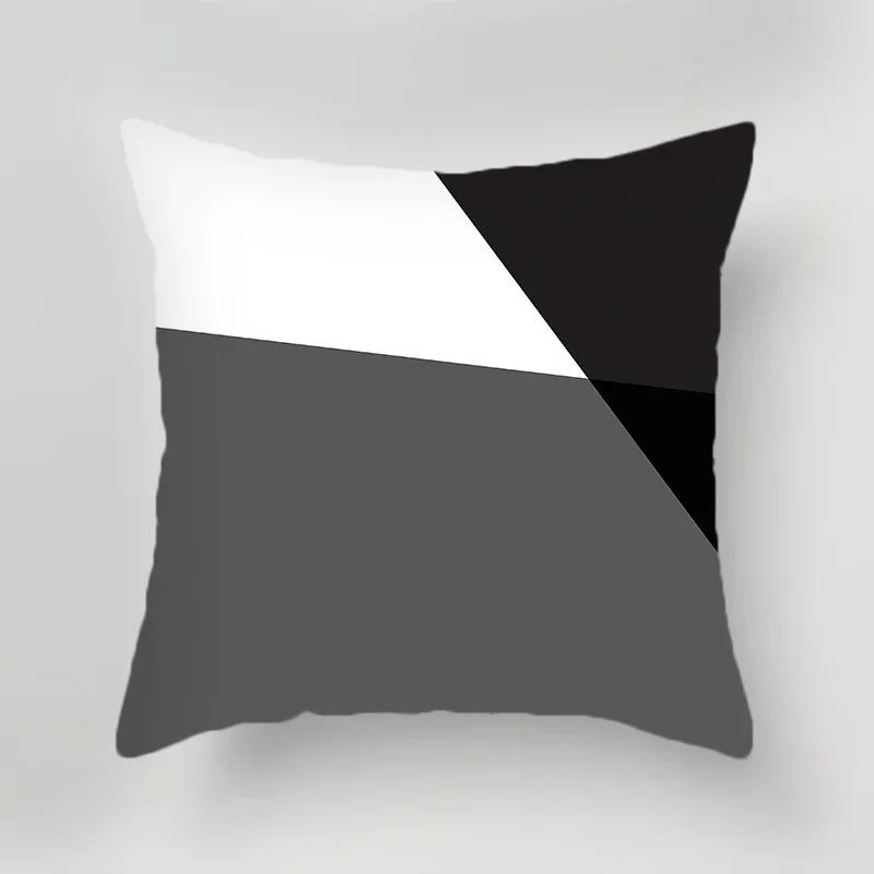 Black and White Gray Geometric Decorative Pillowcase Living Room Office Ornaments Home Pillowcase