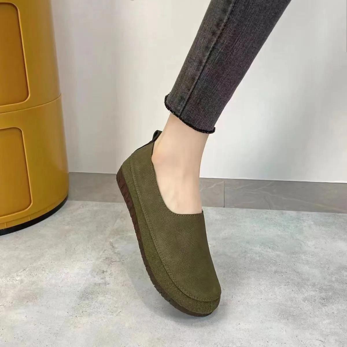

Туфли женские с круглым носком и плоским носком, повседневные женские туфли на толстой подошве Zapatos Mujer 40 зелёный