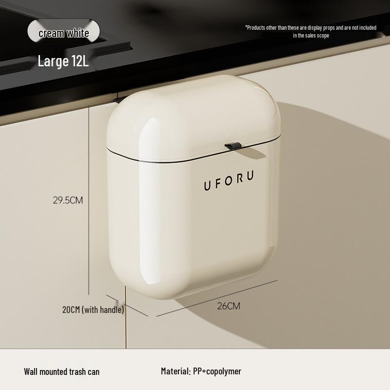 

High-End Wall-Mounted Waterproof Trash Can for Kitchen, Bathroom, or Toilet - Large Size with Lid and Narrow Seam Design
