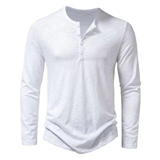 

Men s Button Henley Neck Shirt Long Sleeve Casual Button Solid Color T-Shirts XXL білий