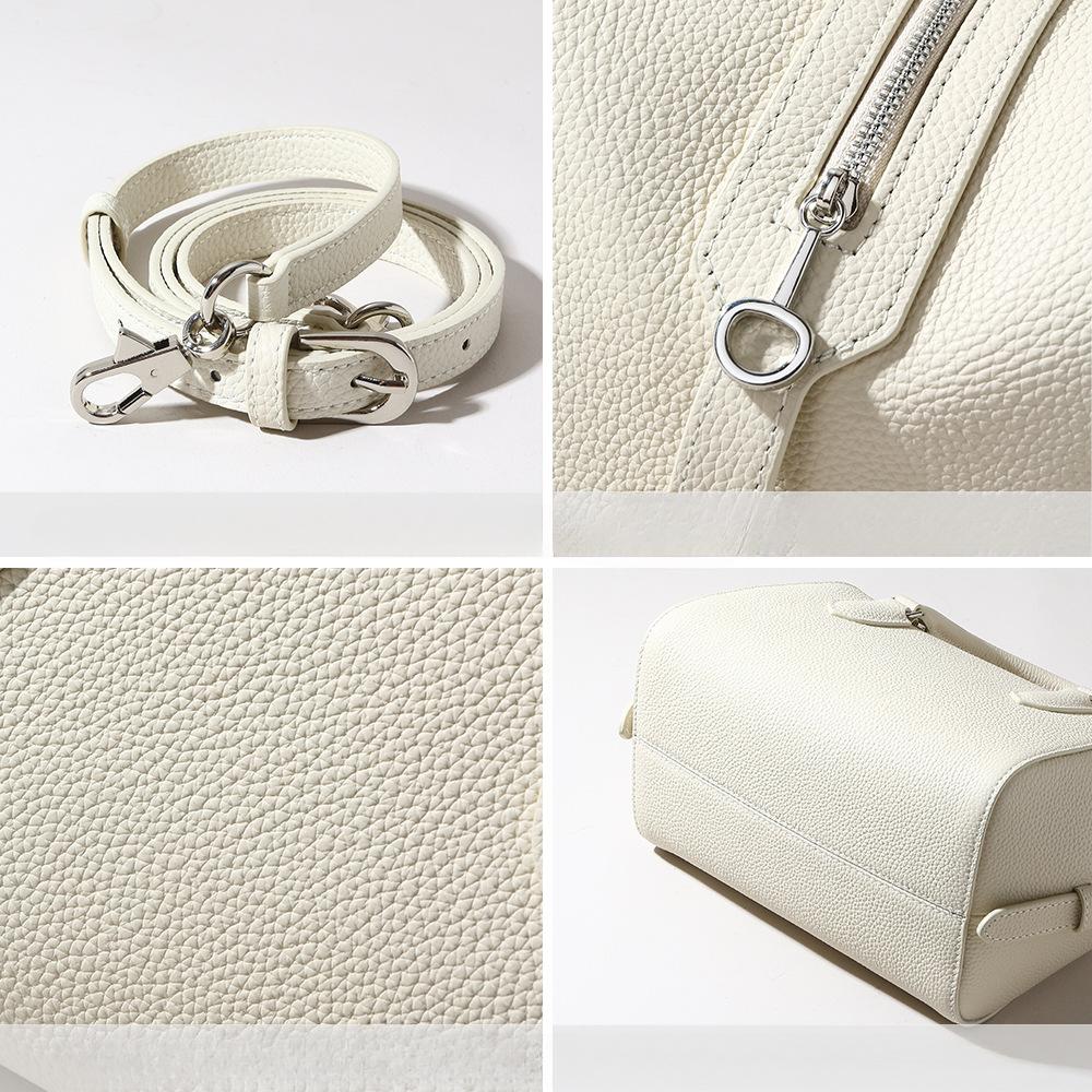 Genuine Leather Women's Bag Large-capacity Zipper Bag Crossbody Bag Fashionable Boston Bag