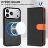 For iPhone 17 Pro Leather Case Detachable Wallet Magnetic Phone Cover with Hand Strap
