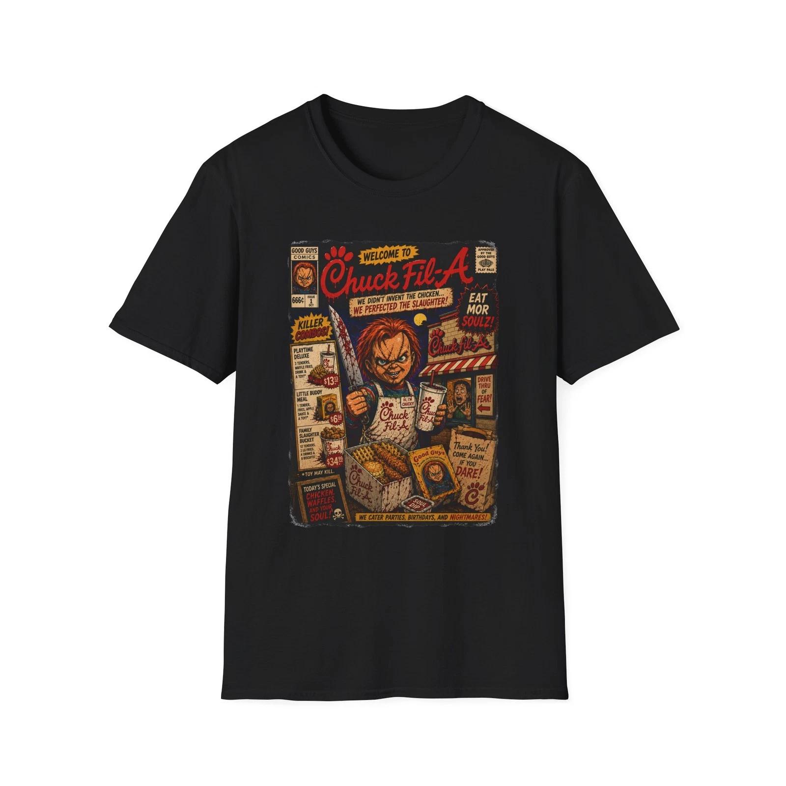 Chuck Fil A - Chucky  T-Shirt | Halloween Retro Illustration XXL