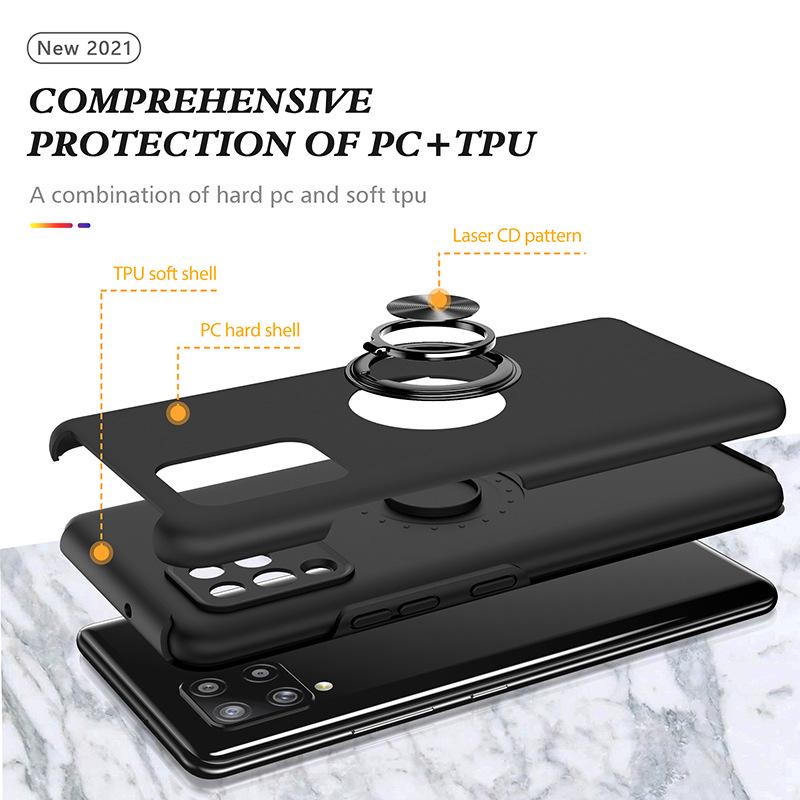 Samsung A42 5G Car Holder Case: Magnetic, Anti-Drop, Hidden Ring Stand, Full Coverage Protection