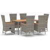 Vidaxl 7-Cz. Garden Furniture Set With Cushions, Grey, PE Rattan