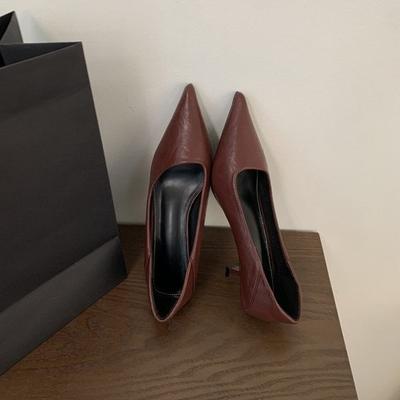 Spitze Retro Süße Stiletto Leichter Mund Einzelne Schuhe Modische Vielseitige Ein-Pedal Mary Jane Schuhe Temperament Kleine Lederschuhe