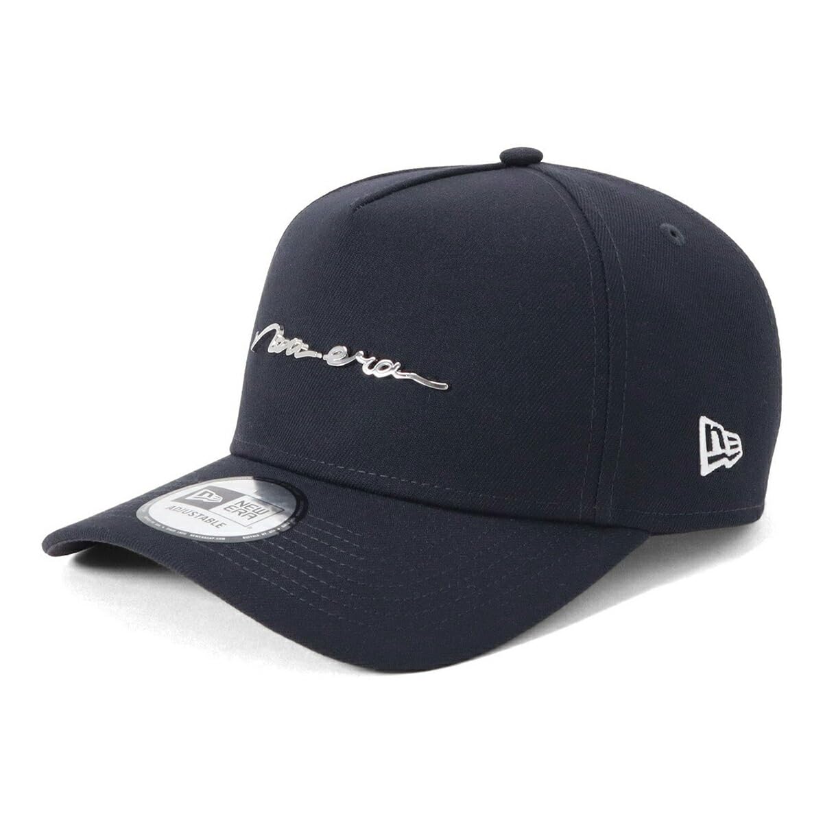New Era Metal Logo Exclusive to Free 9Forty CS Handwritten Metal Logo 9FORTYA-Frame Cap, Navy, ONSPOTZ, Shipping, A-Frame
